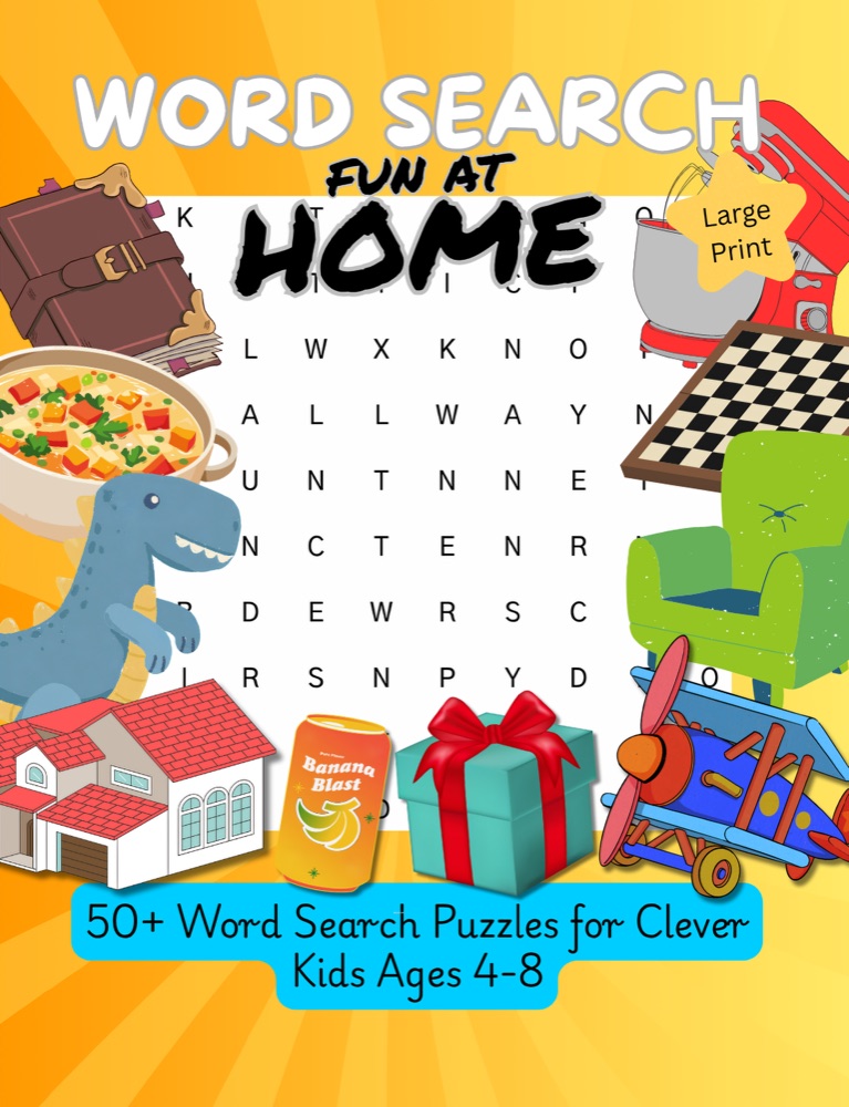 Cover of Fun at Home Word Search for Kids ages 4–8