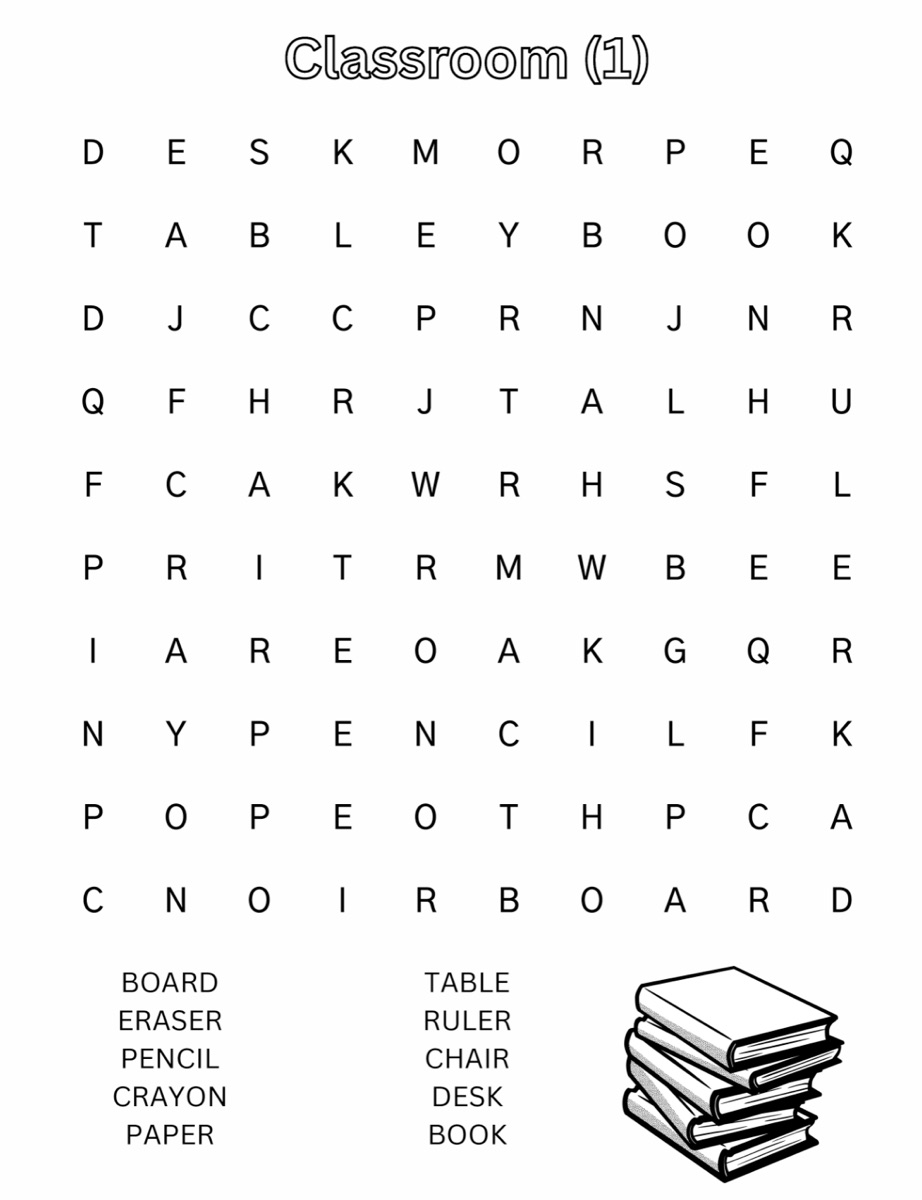 Sample interior page 3 from Fun at School Word Search for Kids ages 4–8